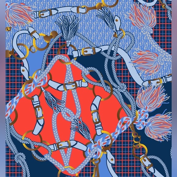 Gretchen Scott Jersey Bordertown Ditto Dress Imari Equestrian Scarf Nautical S - Picture 4 of 14